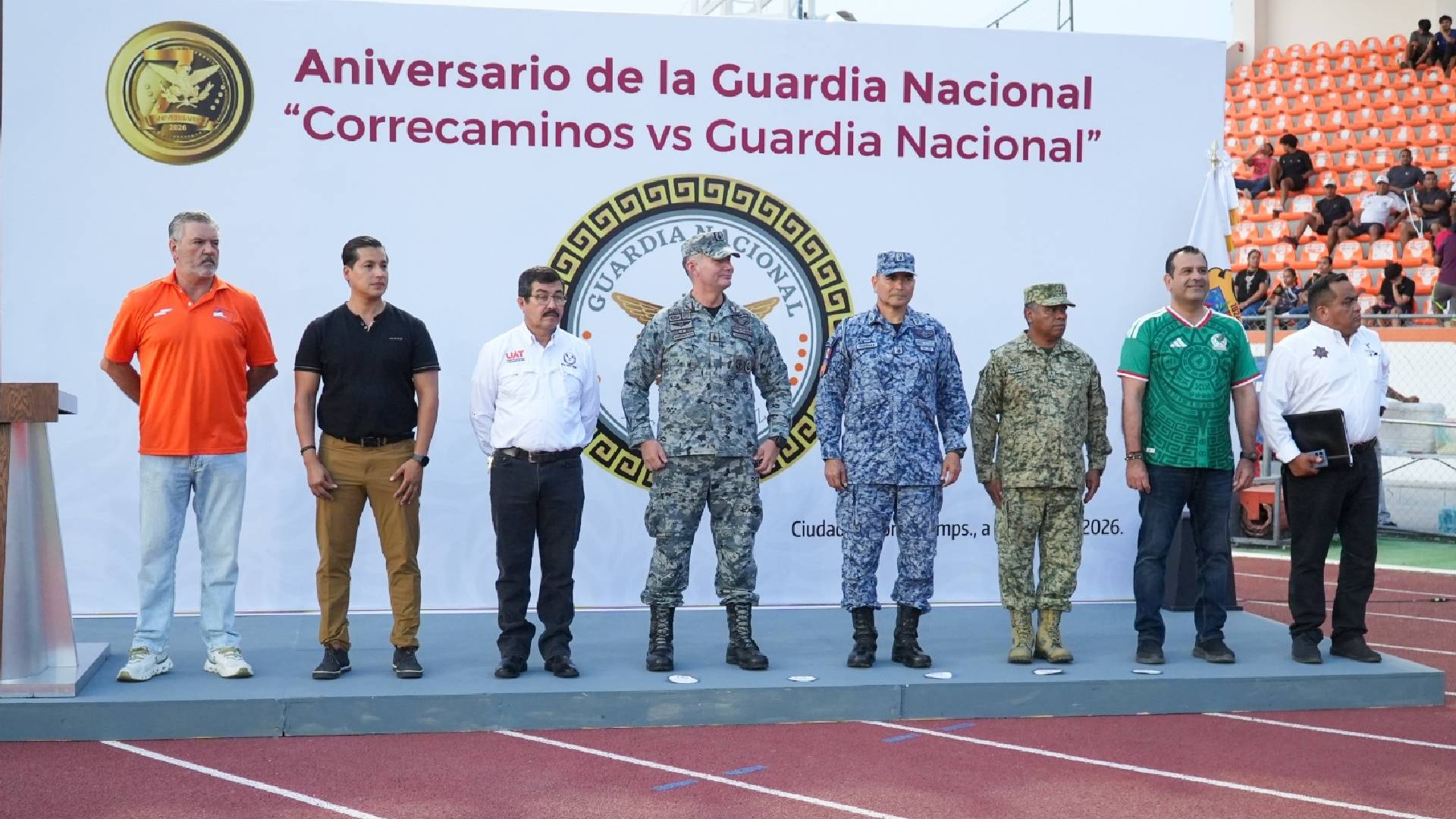 Correcaminos y Guardia Nacional disputan partido amistoso por el séptimo aniversario de la corporación